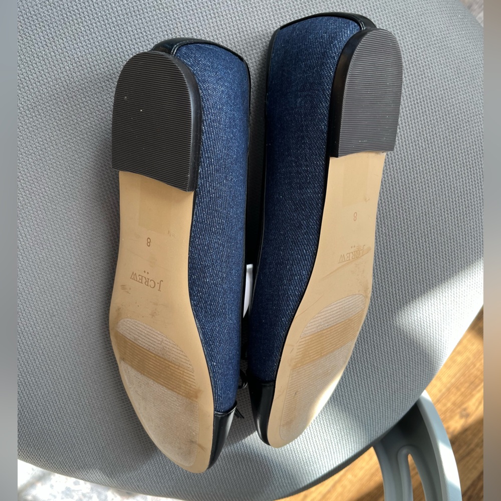 Denim & Black Leather Flats - Picture 4 of 4